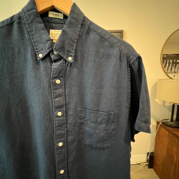 J.Crew - SS Linen Button Up Shirt - Navy - Picture 4 of 6